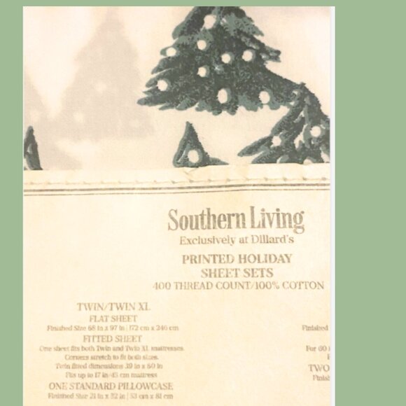 Christmas Tree Sheet Set Twin / Twin XL Dorm Southern Living Dillard's - Picture 3 of 3